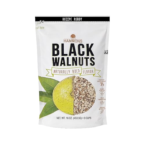 Hammons Black Walnuts - Wild Harvested - Non-GMO, Gluten Free, High Protein, Keto Snack - Recipe Ready Nuts Great for Cooking and Baking - 16oz