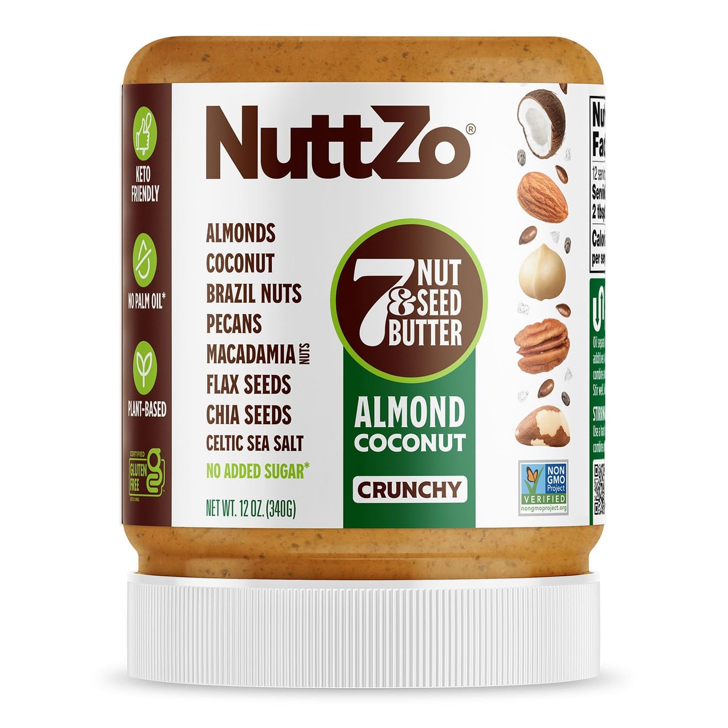 NuttZo Keto Almond Coconut 7 Nut and Seed Butter, Almonds Coconut Brazil Nuts Pecans and More, Keto-Friendly No Added Sugar or Oil, Non GMO