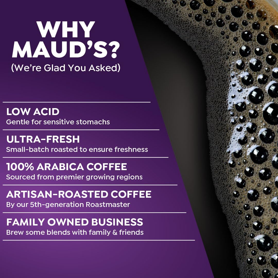 Maud's Half Caff Medium Roast Ground Coffee, 1 Bag, (20oz), 100% Arabica Coffee, 52 Servings