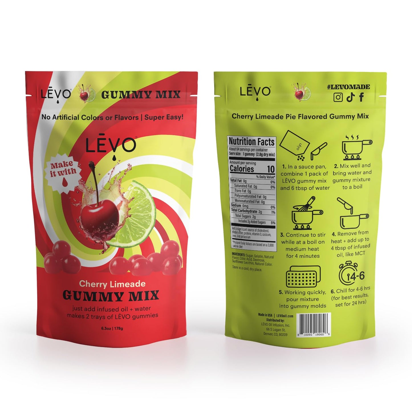 L?VO Gummy Mix - Cherry Limeade - Make Your Own Infused Gummies - Each Bag Makes 64 Gummies - 1 Pack