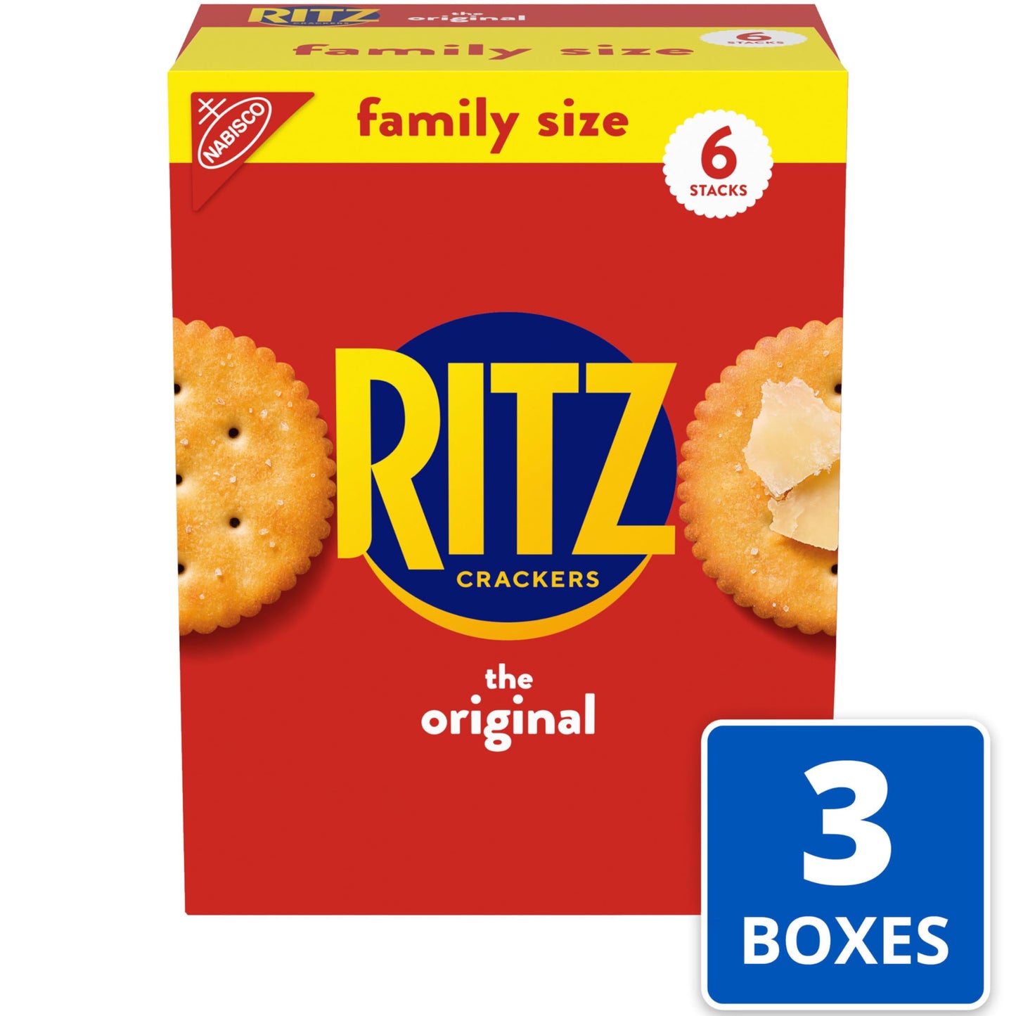 RITZ Original Crackers, Snacks for Kids and Adults, Bulk Lunch Snacks, Family Size, 3 Boxes