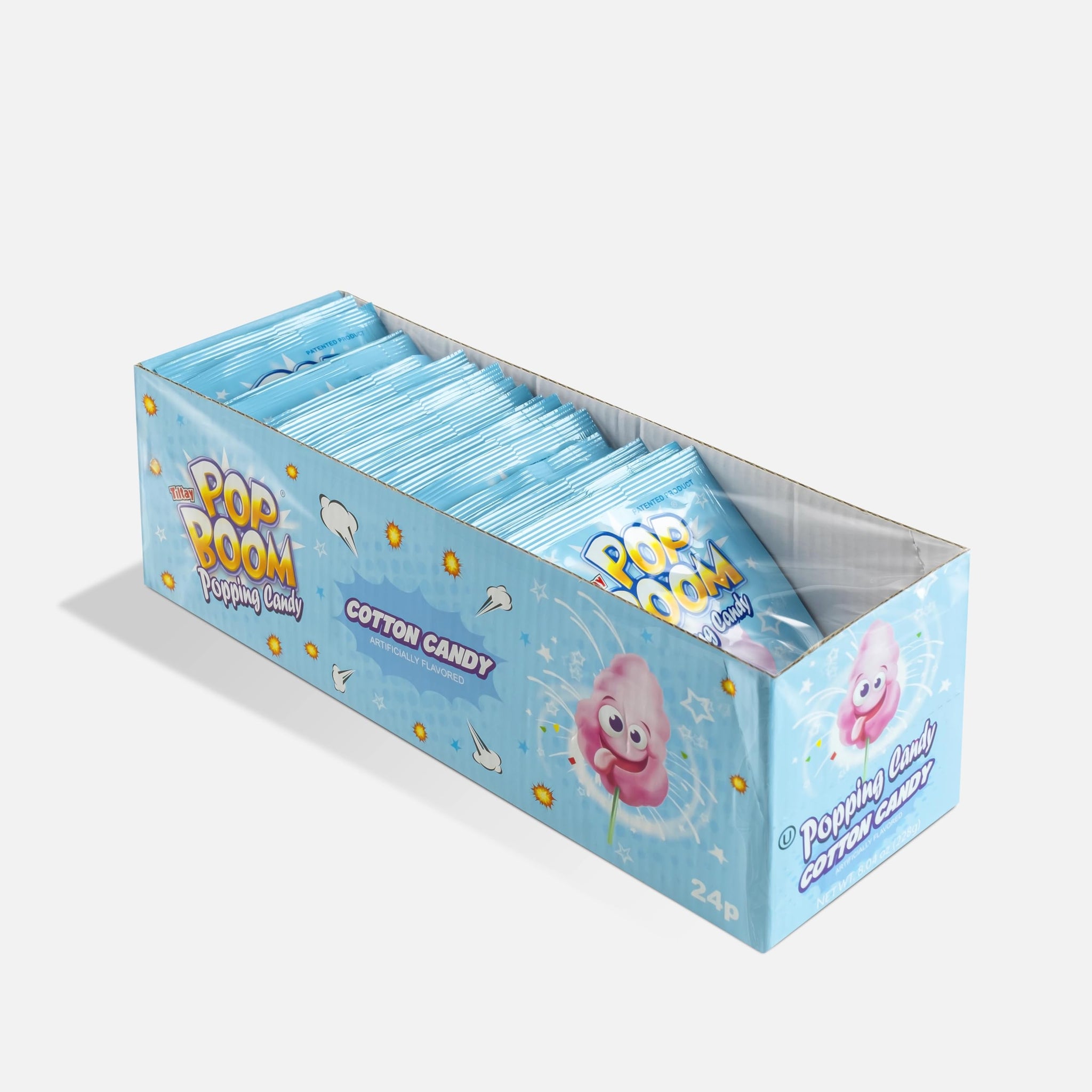 Pop Boom - Cotton Candy Flavor Popping Candy 24 Packs with display box