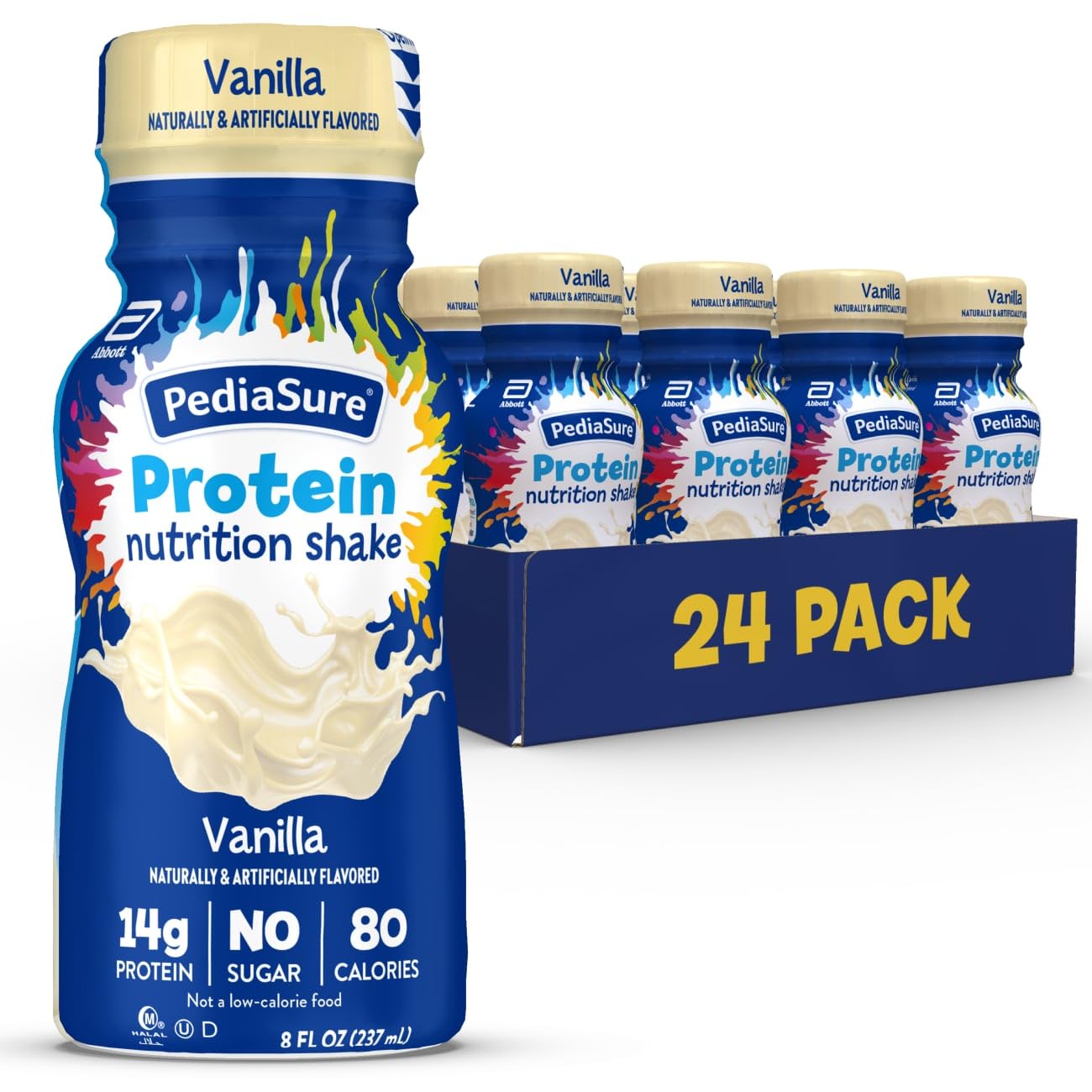 PediaSure Protein, Protein Shake for Kids, 14g Protein, 27 Vitamins & Minerals, Vanilla, 8-fl-oz Bottle, Pack of 24