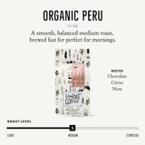 Mt. Comfort Coffee Organic Peru Medium Roast, 12 Ounce (Pack of 1) - Flavor Notes of Nutty, Chocolate, & Citrus - Sourced From Small, Peruvian Coffee