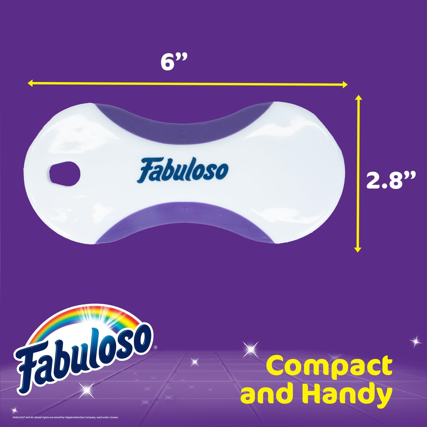 Fabuloso Cleaning Brush, Compact Hand Scrub Brush with Easy Grip Rubber Texture for Kitchen, Bathroom, Tile, Baseboards and Floors, Firm Bristles