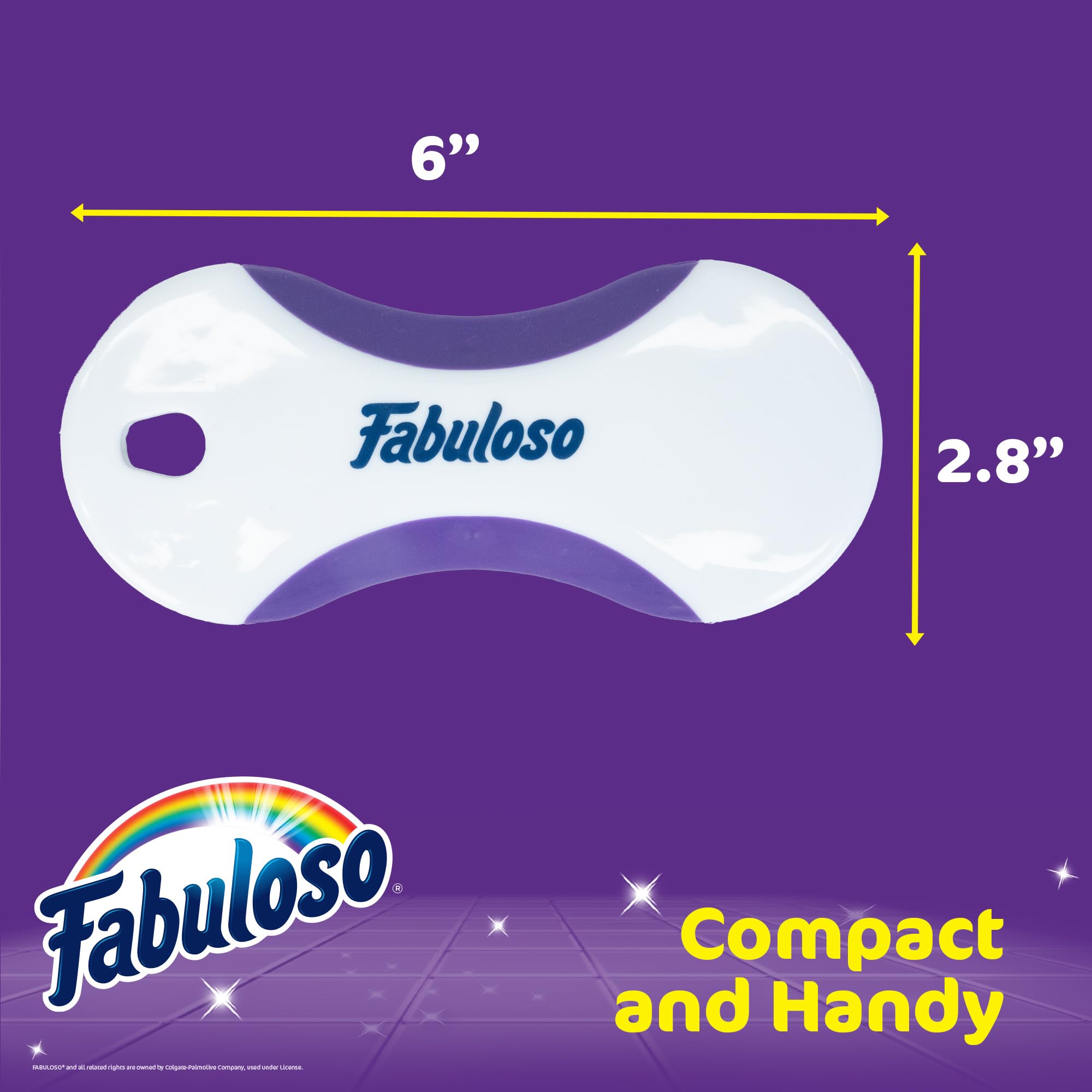 Fabuloso Cleaning Brush, Compact Hand Scrub Brush with Easy Grip Rubber Texture for Kitchen, Bathroom, Tile, Baseboards and Floors, Firm Bristles