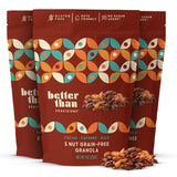 Better Than Provisions 5 Nut Grain-Free Granola, Keto Food, 3 Pack of Cacao Cayenne Goji, with Almonds, Macadamia Nuts, Walnuts, Hazelnuts, Pecans