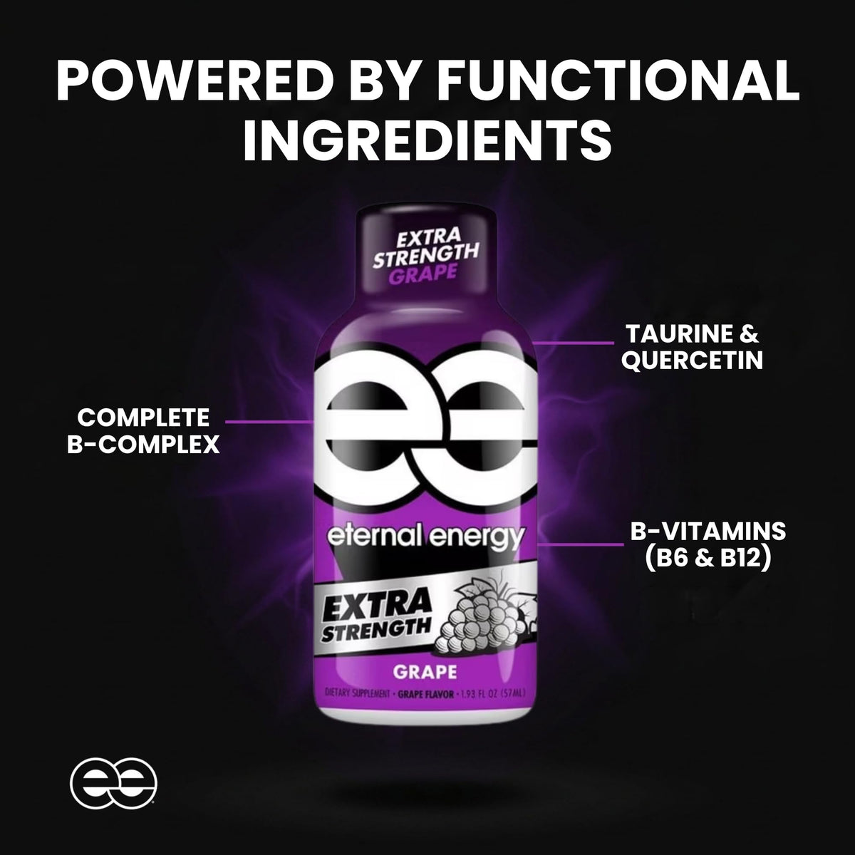EE Eternal Energy Extra Strength Grape Energy Shot, 280mg Caffeine, 36 Pack