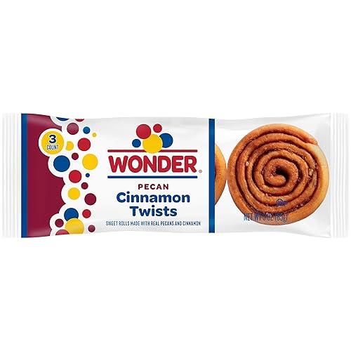 Wonder Pecan Cinnamon Twists, Cinnamon and Pecan Baked Pastry Rolls, 3 oz, 3 Count