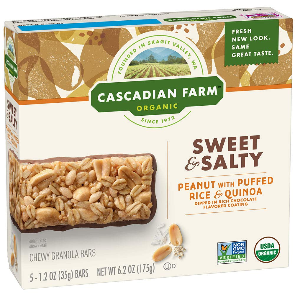 Cascadian Farm Organic Peanut with Puffed Rice & Quinoa Sweet & Salty Chewy Granola Bars 5-1.2 oz. Bars