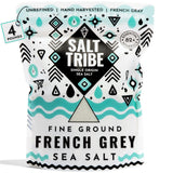 Salt Tribe French Grey Sea Salt | Fine Ground | 82 Minerals | Hand Harvested Brittany France | Low Sodium Unrefined | Sel Gris | Sal Organica | Single