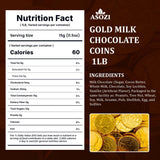 Gold Chocolate Coins 1lb, Approx 80 Pieces, of Premium Milk Chocolate Gold Coins, Ideal Coin Candy for Gift Baskets, and Holiday Celebrations