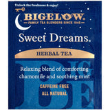 Bigelow Sweet Dreams Herbal Tea 28-Count Box (Pack of 1) Relaxing Blend of Chamomile & Mint Caffeine-Free Nighttime Herbal Tea in Individual