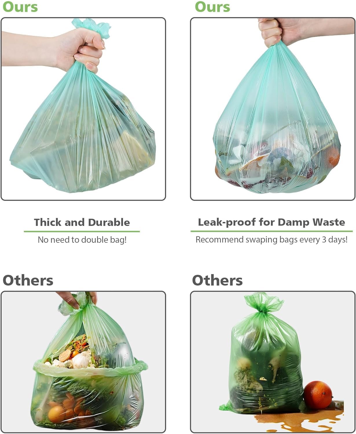 Biodegradable 8 Gallon Trash Bags, AYOTEE Garbage Bags 8 gallon, Compostable Medium Trash Bag, Unscented Leak Proof Bag for Office, Home, Bathroom