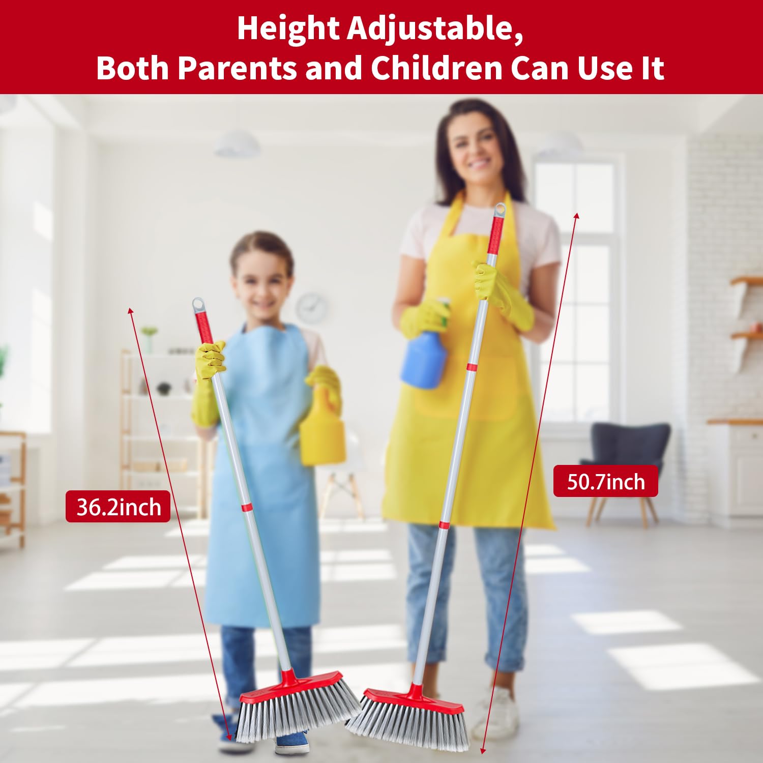 SDSM Indoor Outdoor Broom, Unique Double-Sided Bristles Long Handle Heavy Duty Broom Perfect for Home and Courtyard Garage Lobby Mall Market Floor