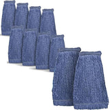 20oz Heavy Duty Cleaning Mop Head Replacement - Commercial Replacement, Wet Industrial Blue Cotton Looped End String Head Refill (10 Pack)
