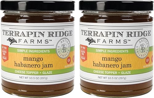 Terrapin Ridge Farms Mango Habanero Gourmet Jam - Sweet Mango & Fiery Habanero Blend - Perfect as a Glaze for Meats, Appetizers, and More - 10.5 oz