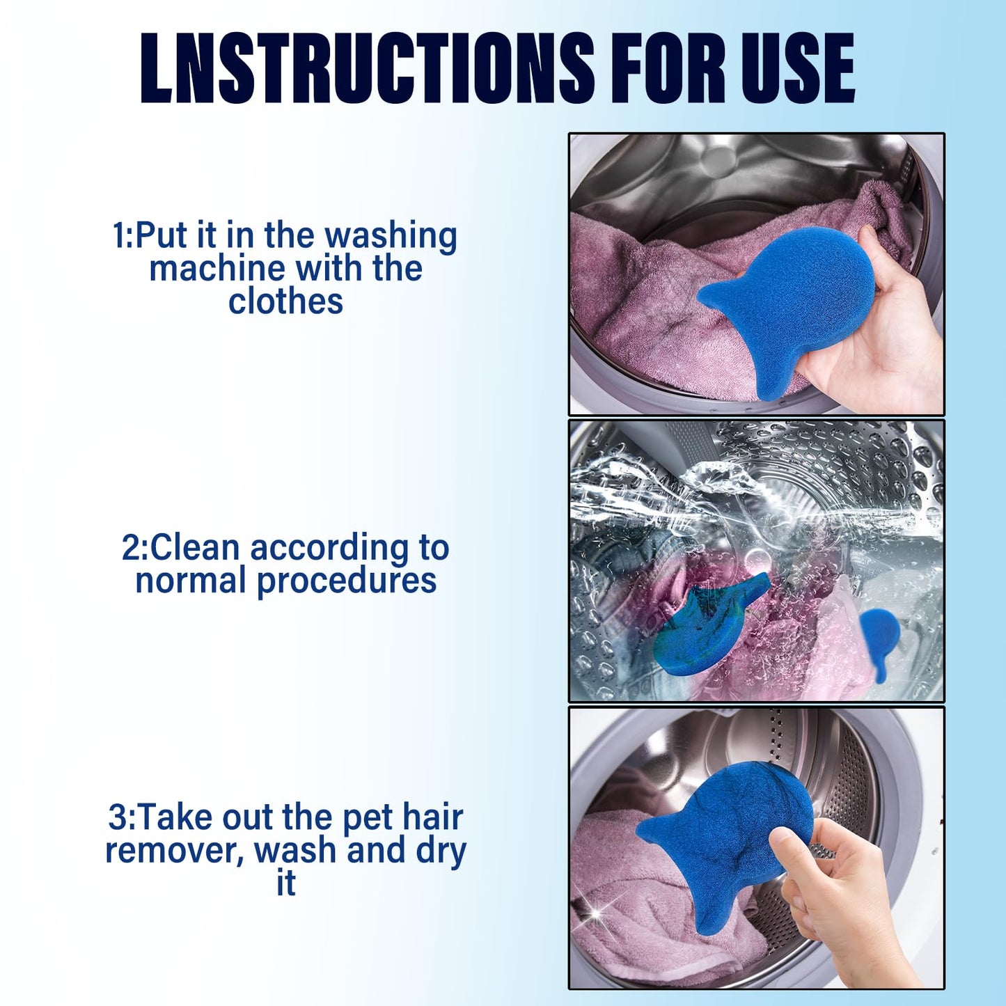 Pet Hair Remover for Laundry, Reusable Dog & Cat Hair Remover Tool, Effectively Removes Pet Hair, Lint and Dander from Bedding and Clothing, Suitable