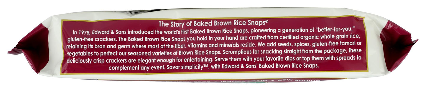 Edward & Sons, Organic Brown Rice Snaps Crackers, Vegetable, 3.5 oz