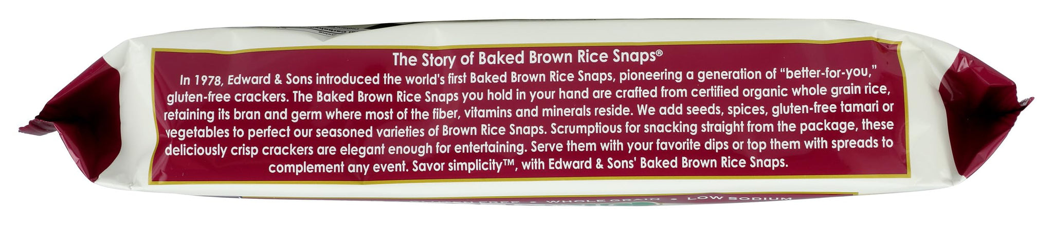 Edward & Sons, Organic Brown Rice Snaps Crackers, Vegetable, 3.5 oz