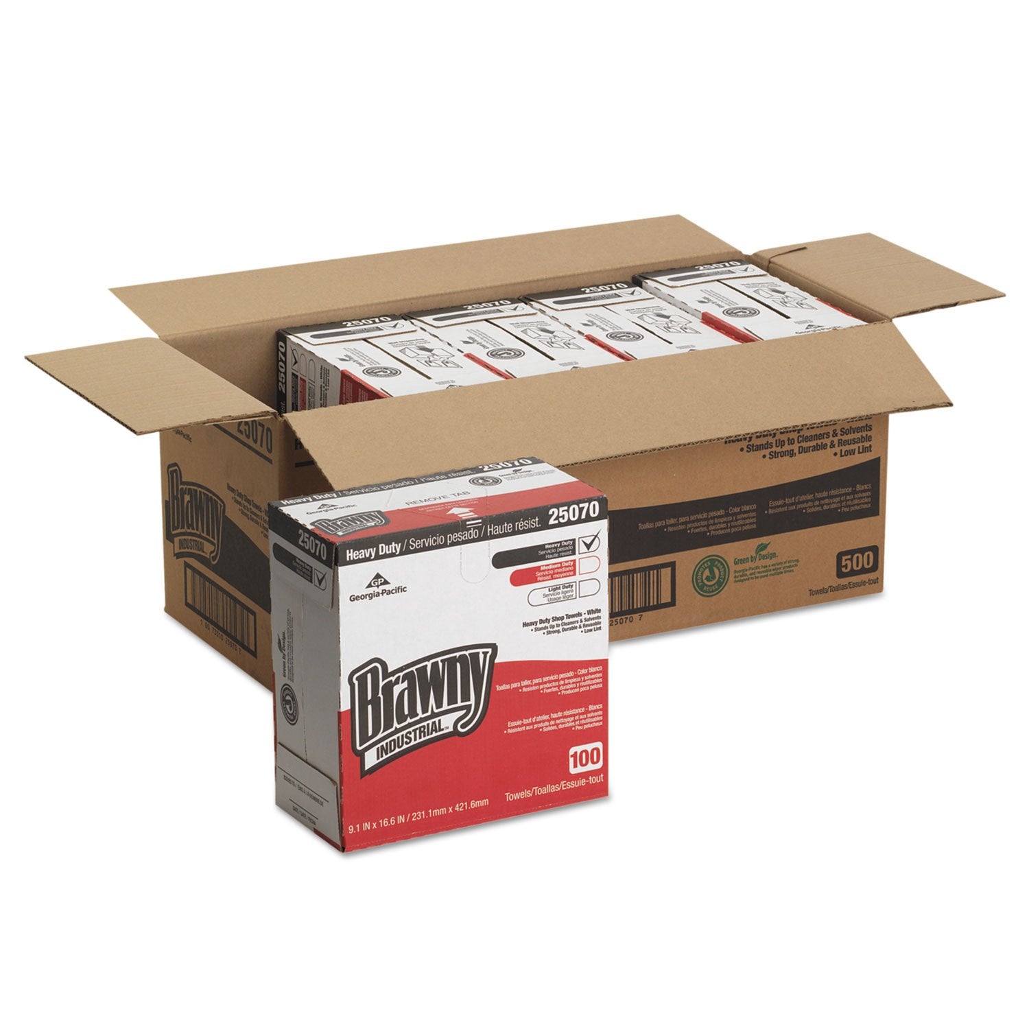 Medium Weight HEF Shop Towels, 9 1/8 x 16 1/2, 100/Box, 5 Boxes/Carton