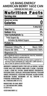 Bang Energy American Berry, Sugar-Free Energy Drink, 16-Ounce (Pack of 12)