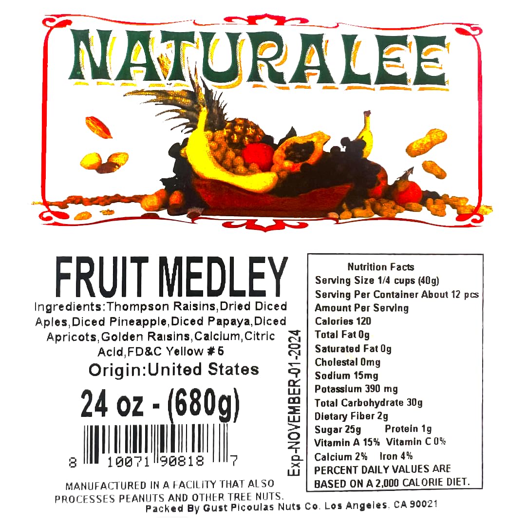 Naturalee Dried Fruit Medley 24 oz - Healthy Snack - Packed with Plant Based Energy