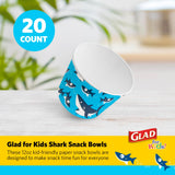 Glad for Kids Shark Paper Snack Bowls, Lids Not Included - Heavy Duty, Soak-Proof, Microwavable Kid-Friendly Disposable Snack Cups, No Lids Included