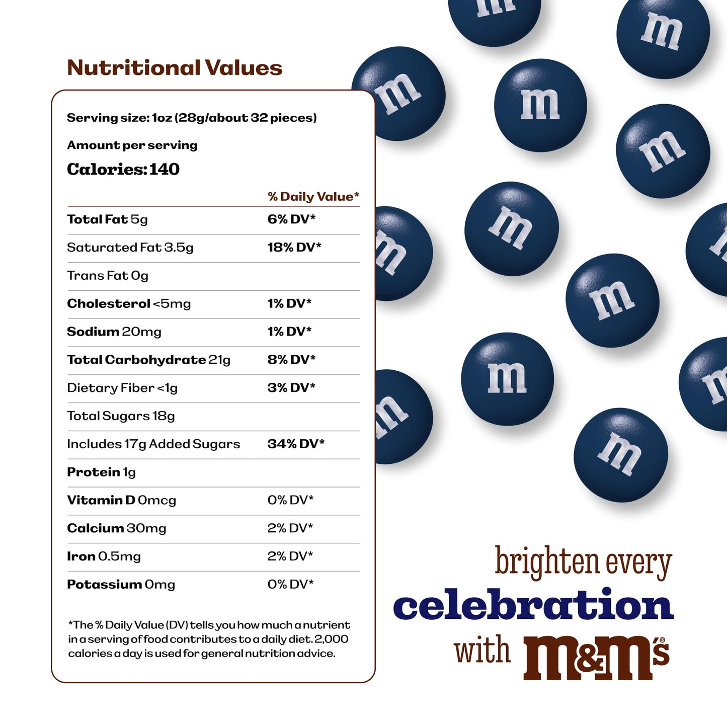 M&M’S WORLD Dark Blue Milk Chocolate Candy Bulk, 5lbs of M&M'S in Resealable Pack for Candy Bars, Birthday Parties, Graduations, Congrats Celebrations