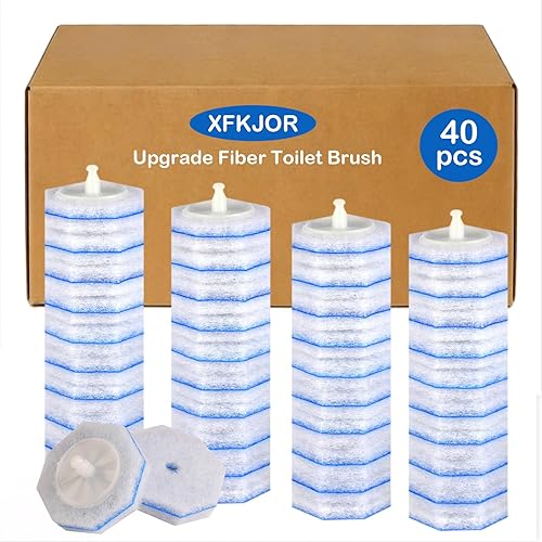 40 Count Toilet Wand Refills for Clorox Toilet Wand - Upgrade Fiber Toilet Brush, Toilet Scrubber Refill with 5X Cleaning Power, Disposable Toilet