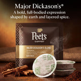 Peet’s Major Dickason’s Coffee Pods - 48 Count (3 Packs of 16) - Dark Roast with Bold, Rich Flavor and Smooth Finish - Compatible with Pelecom Coffee