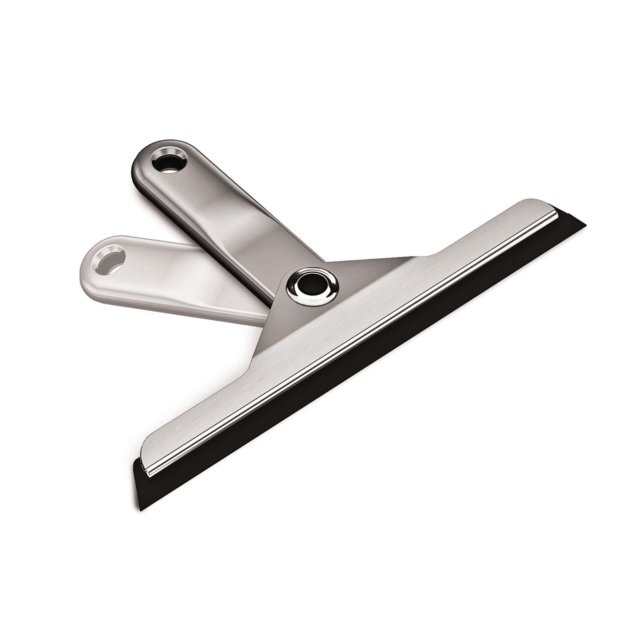 simplehuman Foldaway Shower Squeegee, Glass Squeegee for Bathroom Mirrors & Shower Doors, Weighted Handle for Streak-Free Clean, Suction Cup Hanger