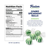 Jumbo Spearmint Mint Balls - 2 Pound Bulk Bag, Spearmint Candy Individually Wrapped, Green And White Candy Jumbo Pieces, Hard Mint Spheres