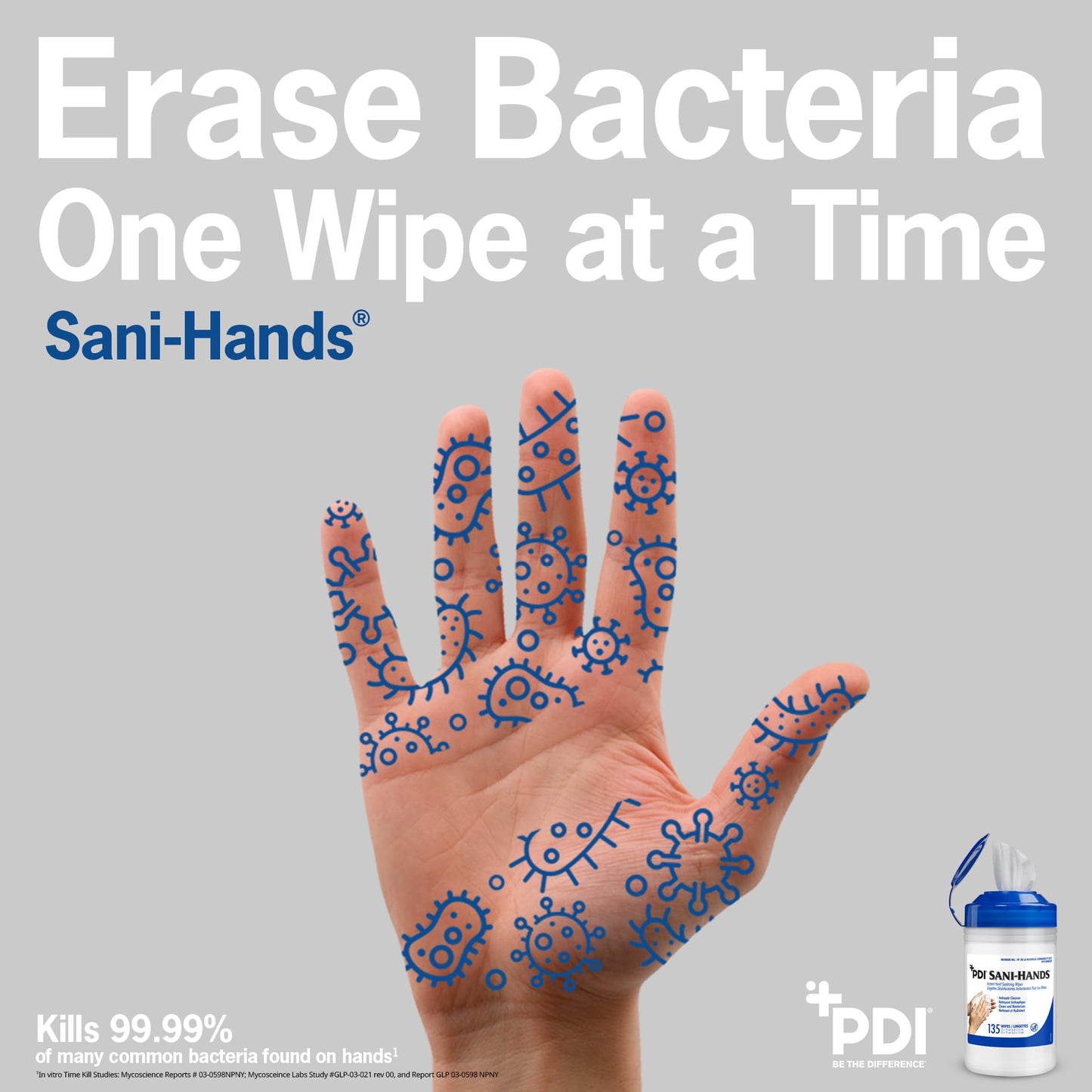 PDI SaniHands ALC Antimicrobial Alcohol Gel Hand Wipe, 135 Per Canister
