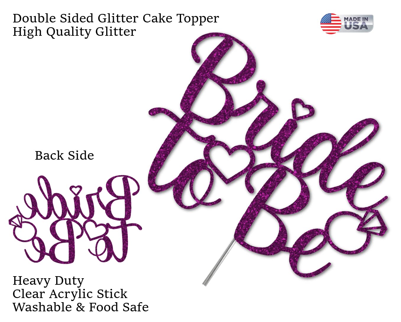 Bride To Be Cake Topper, Engagement Party Decorations Ideas, Bridal Shower, Bachelorette, Premium Quality Decoration, Sturdy Doubled Sided Glitter