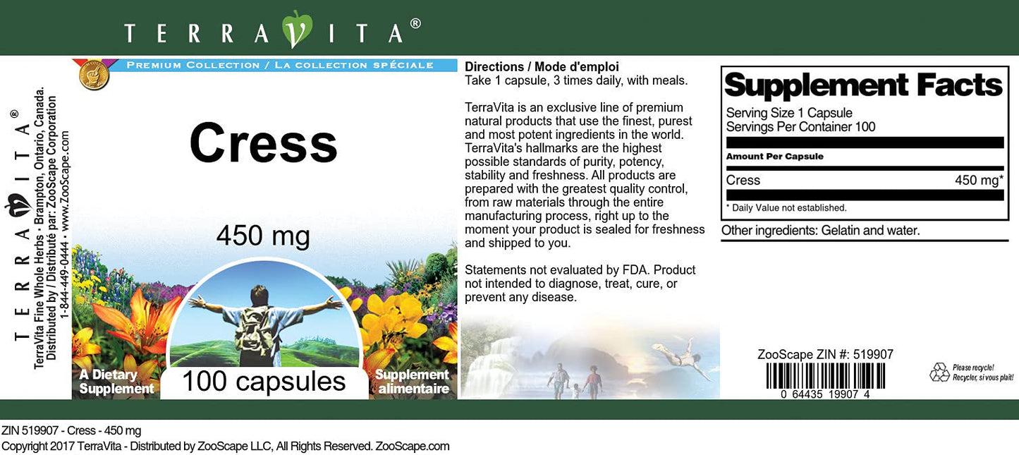 Cress - 450 mg (100 Capsules, ZIN: 519907) - 3 Pack