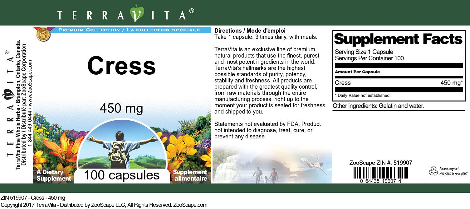 Cress - 450 mg (100 Capsules, ZIN: 519907) - 3 Pack