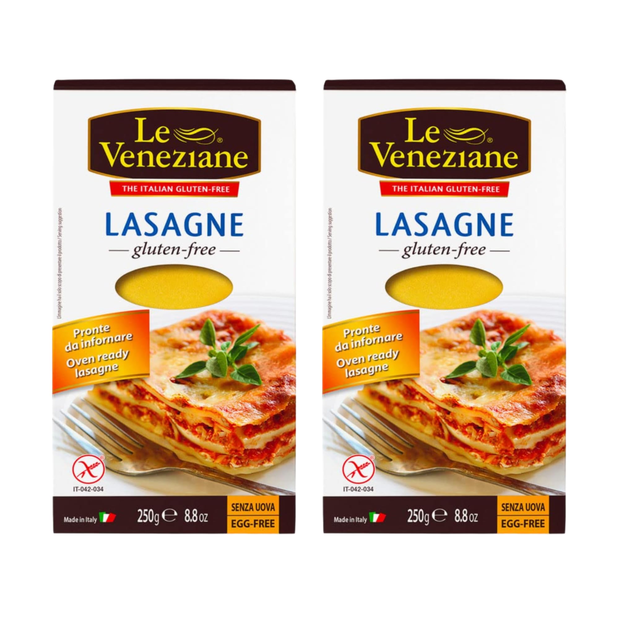 Lasagna Pasta Gluten Free 250g | Authentic Italian Pasta Sheets for Baking | Premium Quality Corn & Rice Blend | Non-GMO | Made in Italy [Pack of 2]