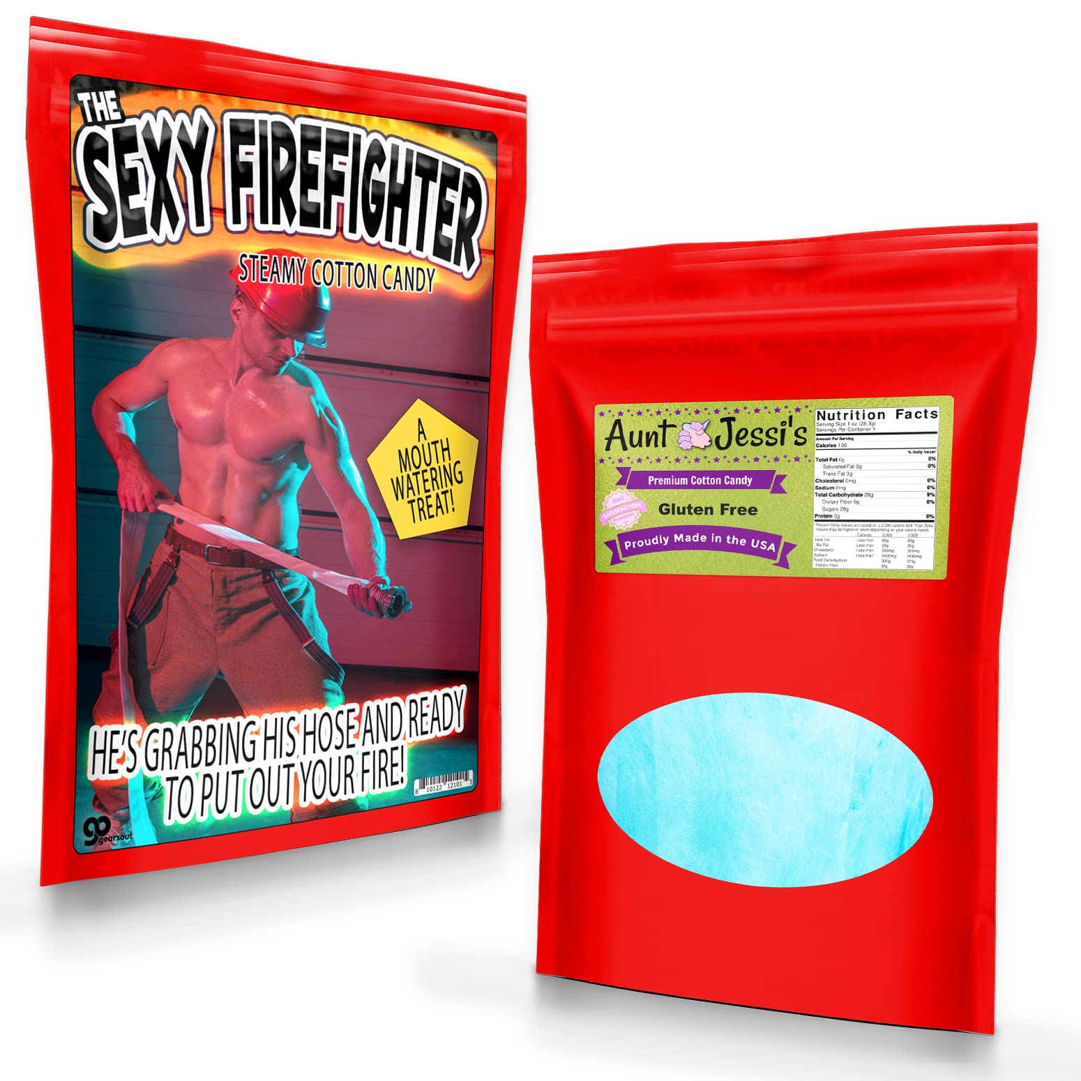Sexy Firefighter Steamy Cotton Candy - Gourmet Candy Gifts for Women - Hot Fireman Gifts for Friends - Funny Gag Gifts for Ladies Christmas