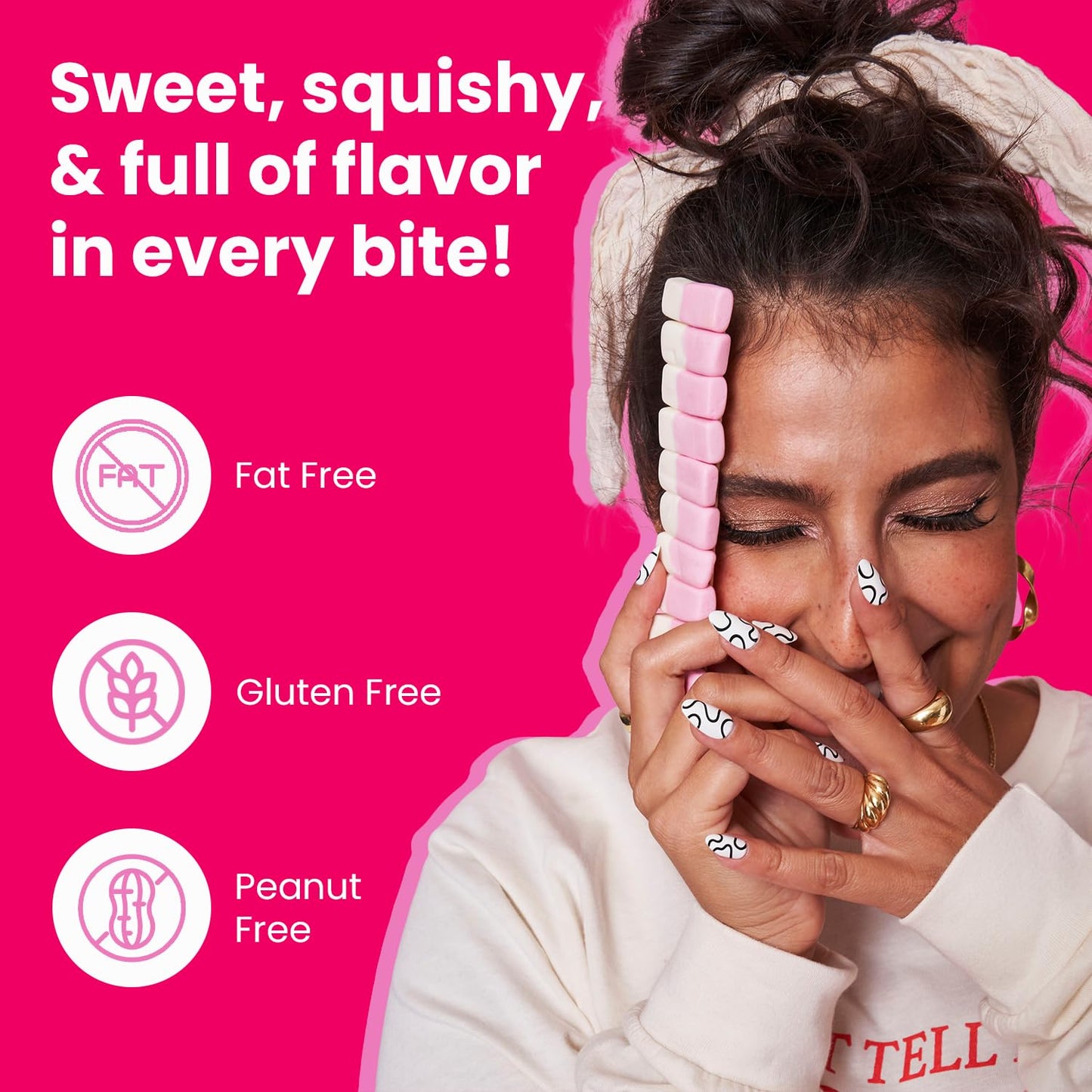 Smarties Squashies Foam Marshmallows Gummy Candies & Smarties Sample Packet Variety Pack - Raspberry & Cream Flavored - Allergen Free, Peanut Free