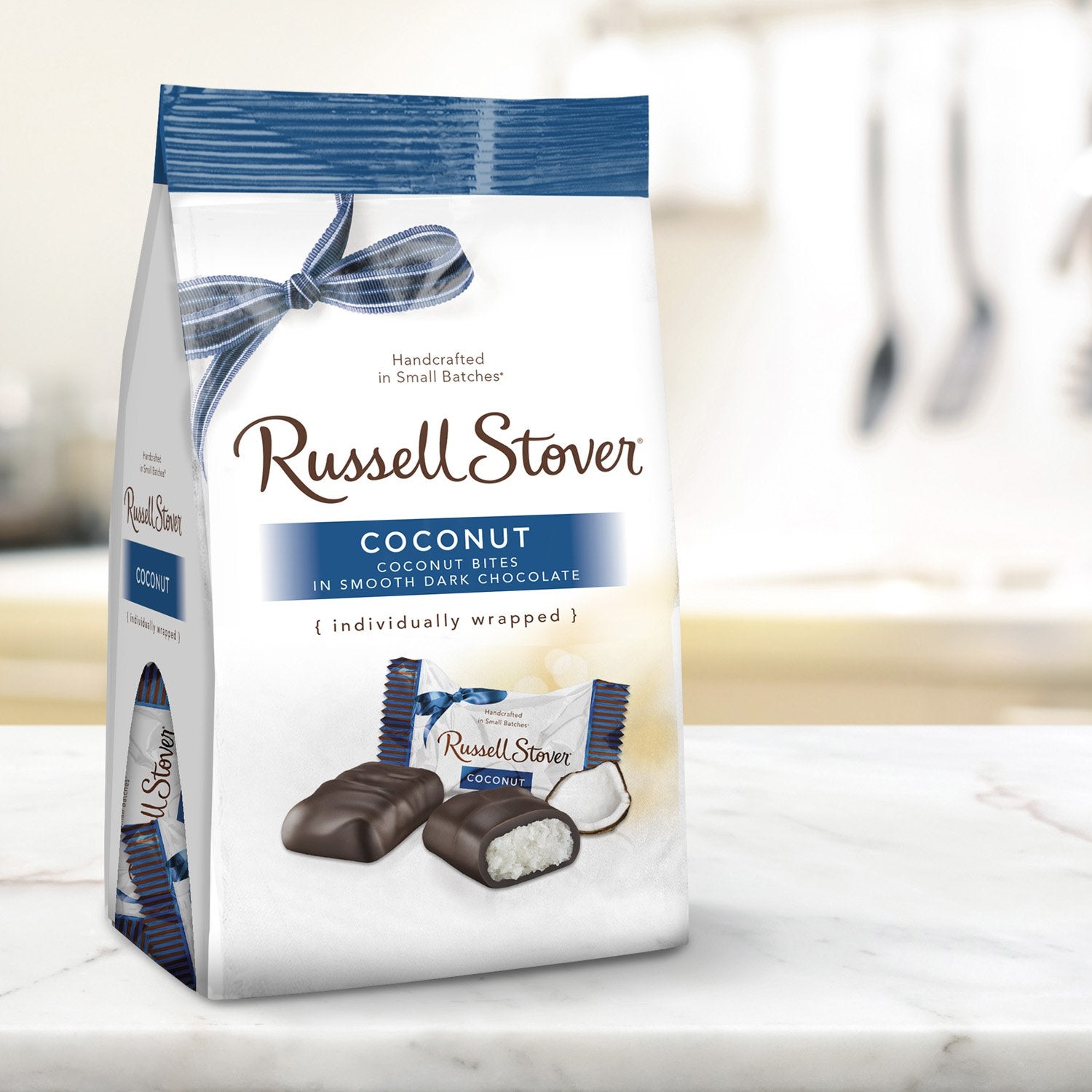 Russell Stover Dark Chocolate Coconut Mini Gusset Bag 6 Ounce Russell Stover Chocolate Coconut Chocolate Candy Bag; Sweet Coconut Covered in Rich