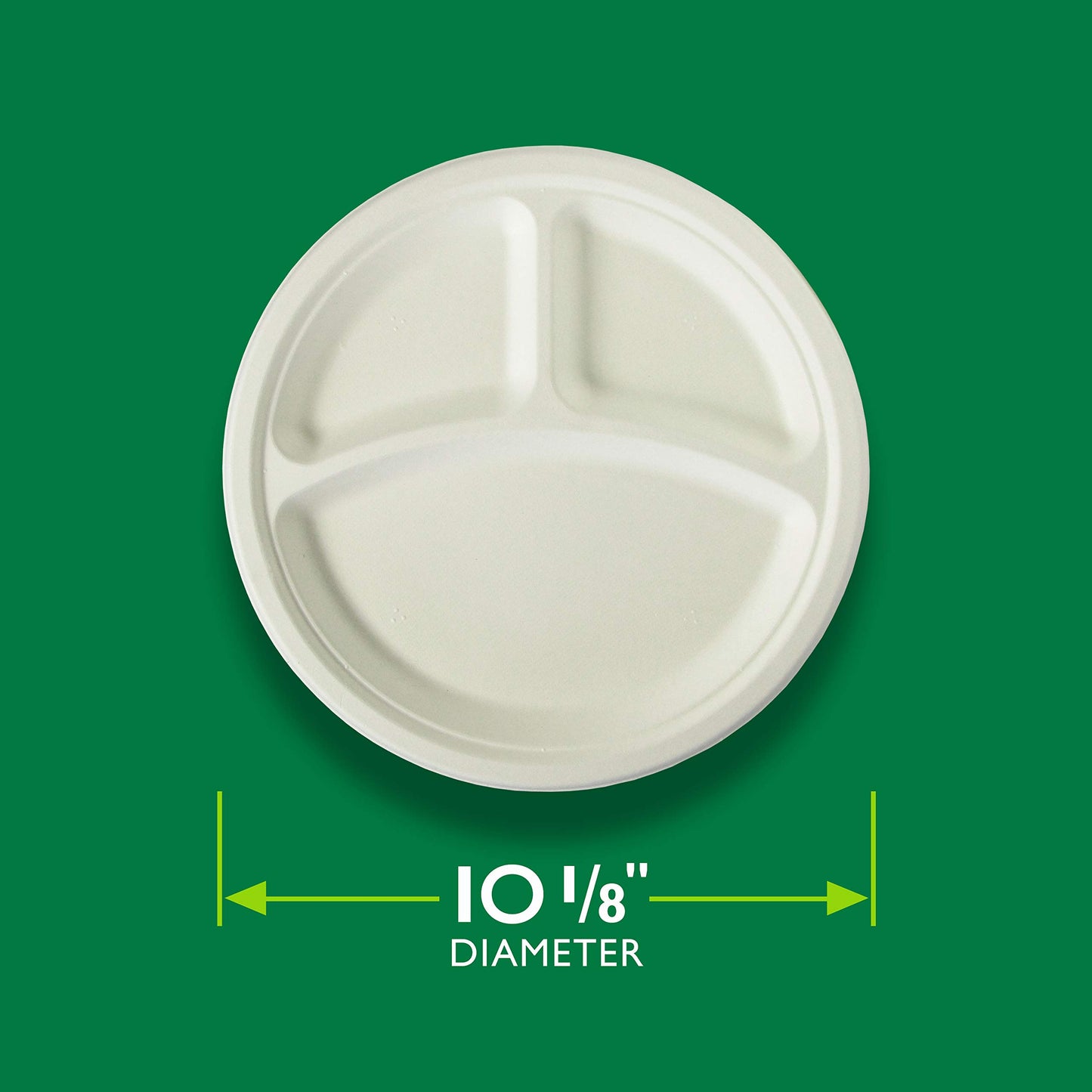 Hefty EcoSave Disposable Compartment Plates, Made from Plant Based Materials, Heavy Duty Paper Plates, 10 ? Inch, 16 Count (Pack of 4)