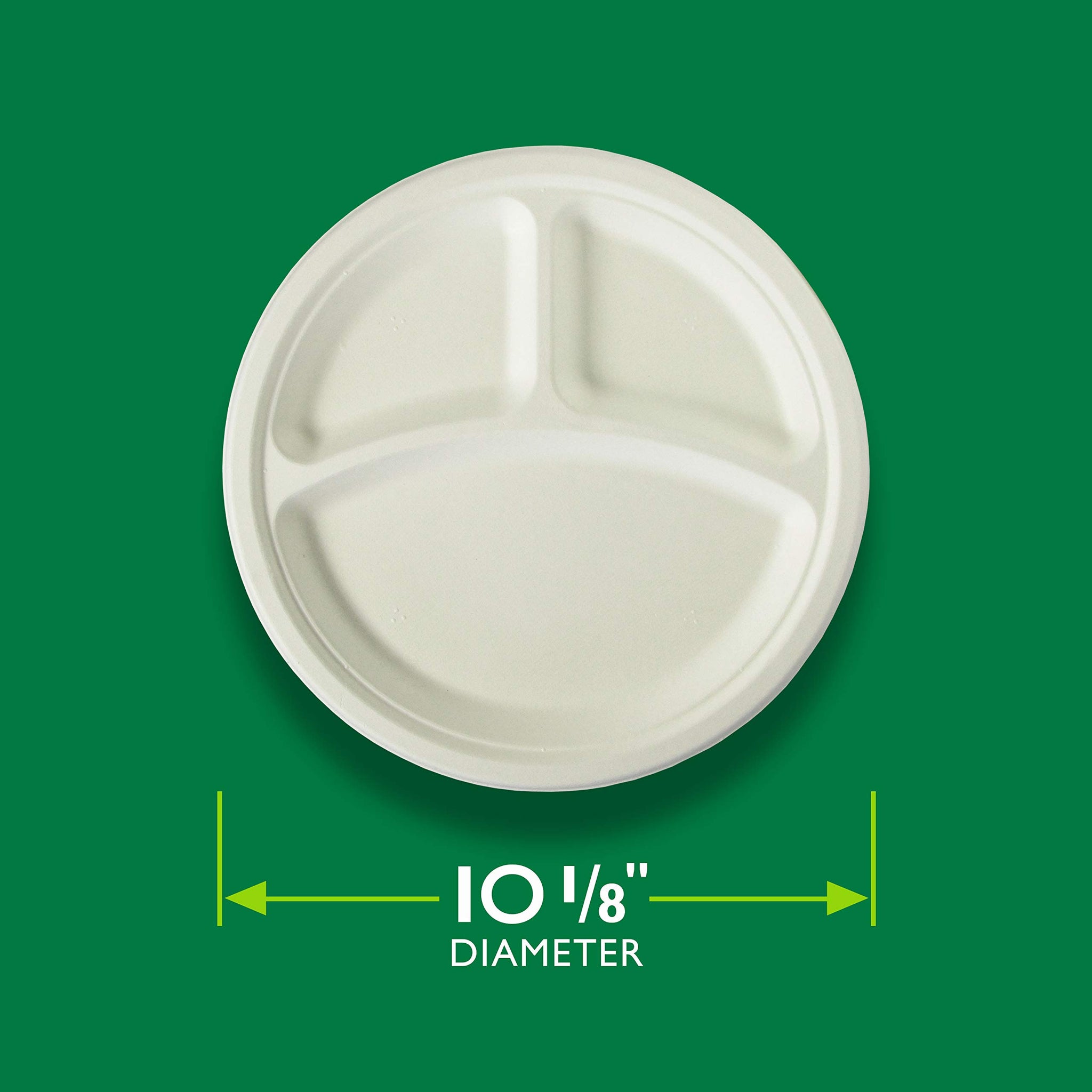 Hefty EcoSave Disposable Compartment Plates, Made from Plant Based Materials, Heavy Duty Paper Plates, 10 ? Inch, 16 Count (Pack of 4)