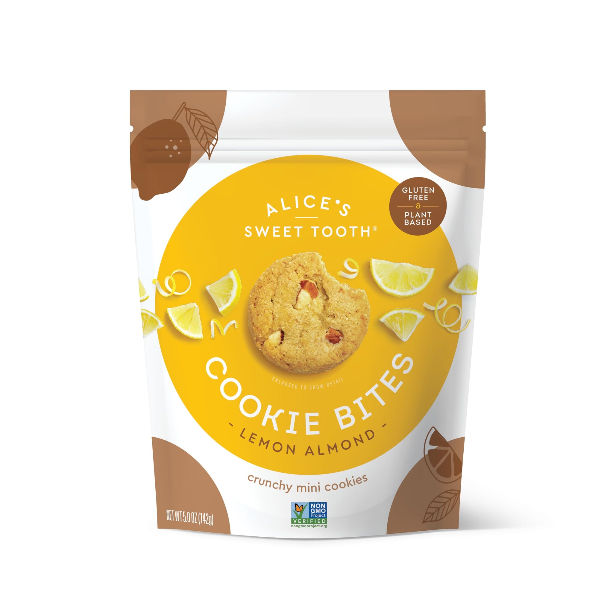 Alice's Sweet Tooth Lemon Almond Cookie Bites - Gluten-Free, Vegan, Crunchy Mini-Cookies - Plant-Based, Dairy-Free, Grain-Free, Soy-Free - 5.0 ounces