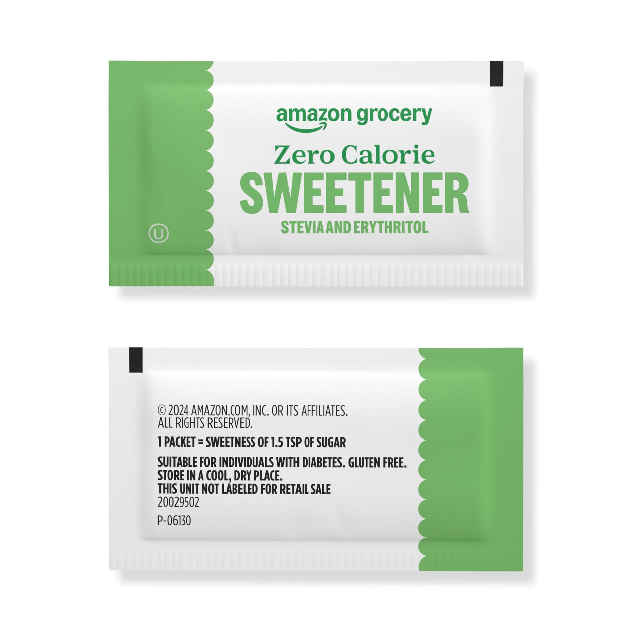 Amazon Grocery, Zero Calorie Stevia and Erythritol Sweetener Packets, 140 Ct