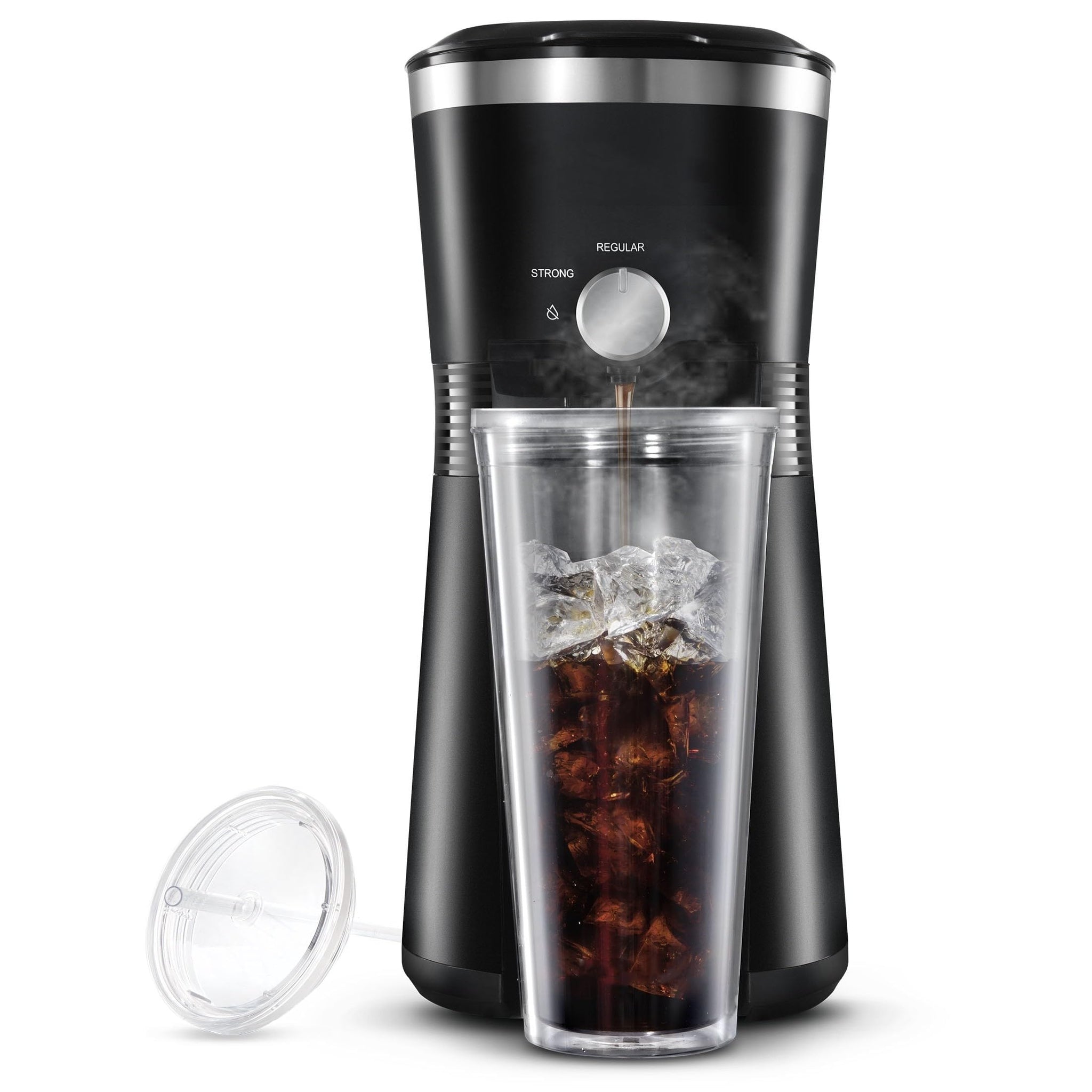 MaiyO Iced Coffee Maker with 25 fl oz. Reusable Tumbler, Black