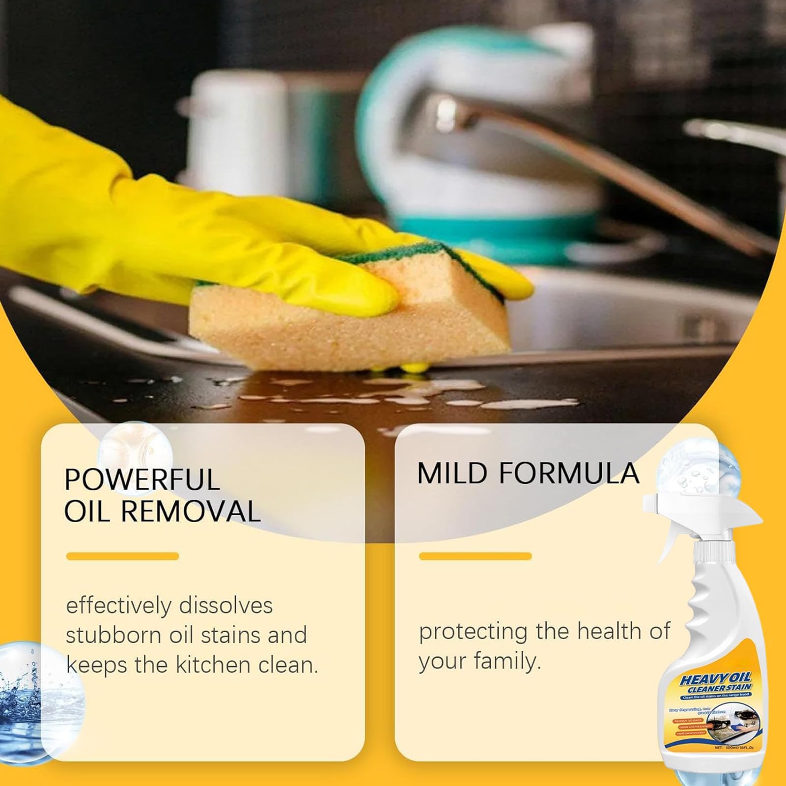 RNAISIKIY Multi-Purpose Heavy Grime Duty Cleaner, 2026 New Heavy Oil Cleaner Stain, 500ML/16.9FL Oz Heavy Oil Stain Cleaner Kitchen, Degreaser Spray