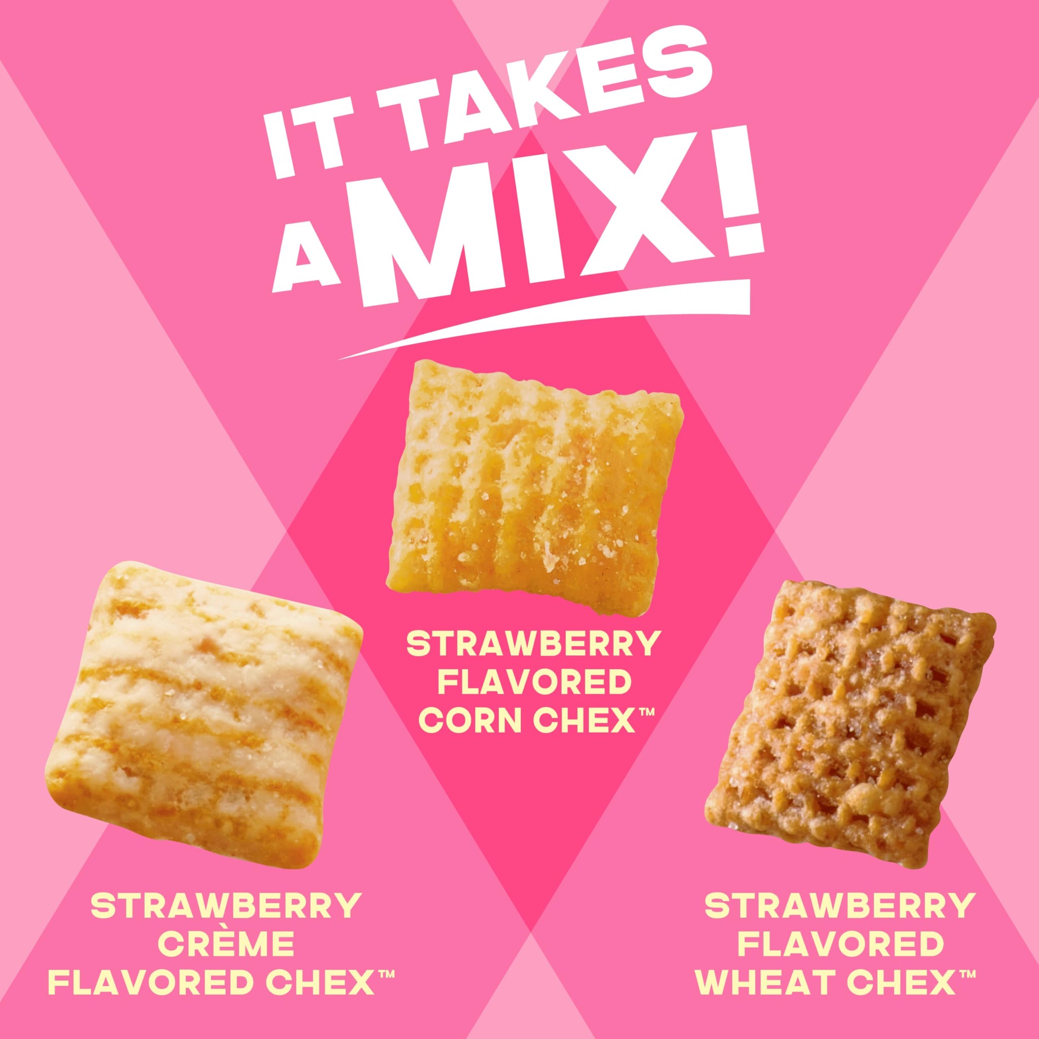 Simply Chex Strawberry Crème Flavored Snack Mix, Family Size, 13.5 oz