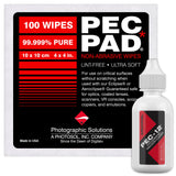PEC-12 Photographic Emulsion Cleaner Kit and PEC-PAD Lint Free Non-Abrasive Wipes 4"x4" 100 Sheets per/Pkg - for Cleaning Film, Photo Negative, B&W