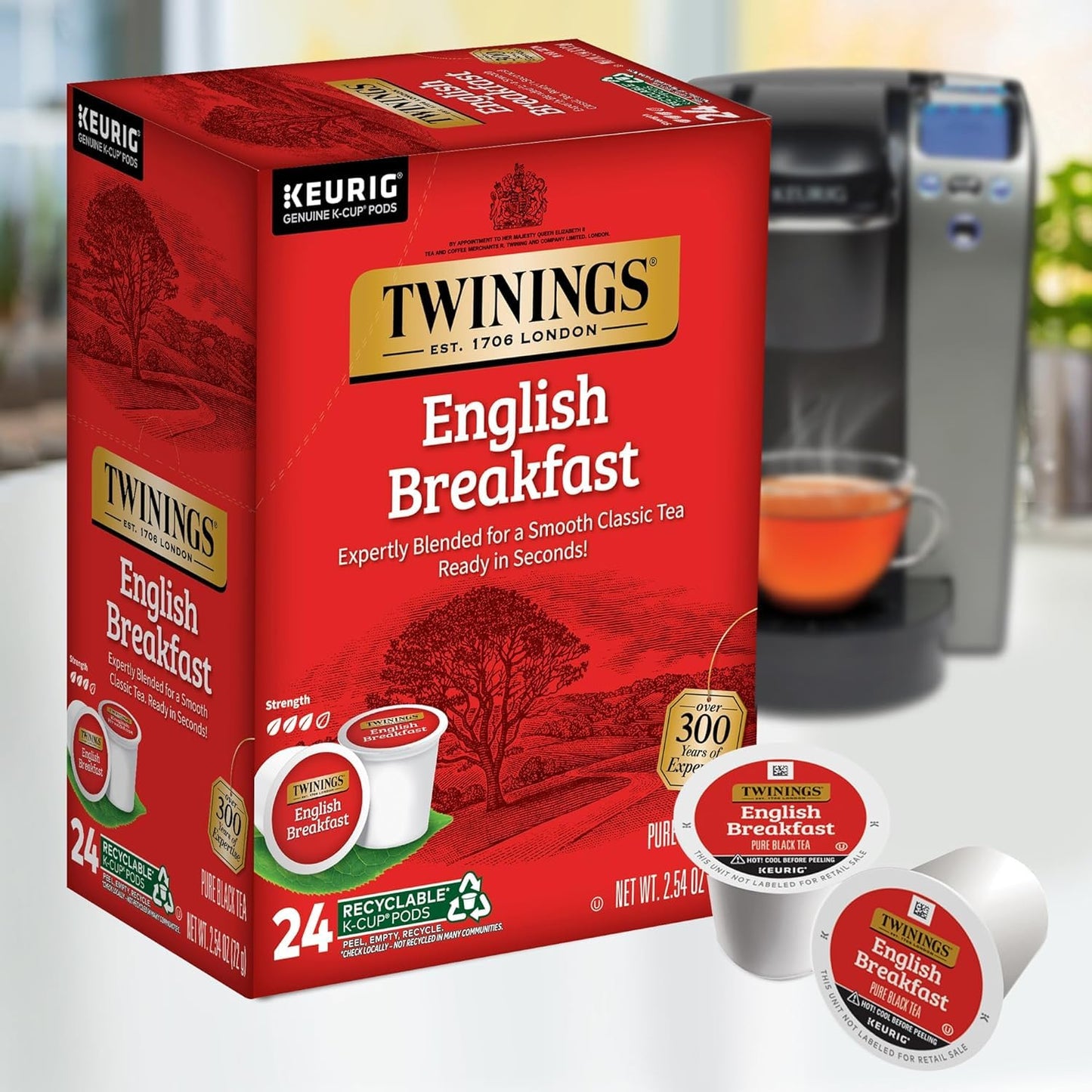 Twinings English Breakfast Tea Keurig K-Cups, 24 Count (Pack of 4)